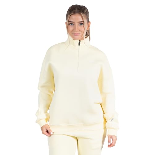 SMILODOX Damen Half Zip Sweatshirt Teresita - Oversize Fit Langarm Oberteil mit Half Zip, Größe:XL, Color:Gelb von SMILODOX