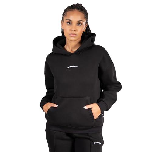 SMILODOX Damen Hoodie Jacey - Oversize Fit Langarm Oberteil mit Kapuze, Größe:S, Color:Black von SMILODOX