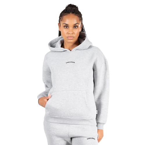 SMILODOX Damen Hoodie Jacey - Oversize Fit Langarm Oberteil mit Kapuze, Größe:S, Color:Grey Melange von SMILODOX