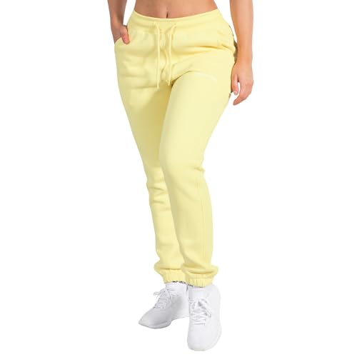 SMILODOX Damen Jogginghose Cassandra - Lange Hose im Regular fit mit hohem Bund und Tunnelzug, Größe:L, Color:Gelb von SMILODOX