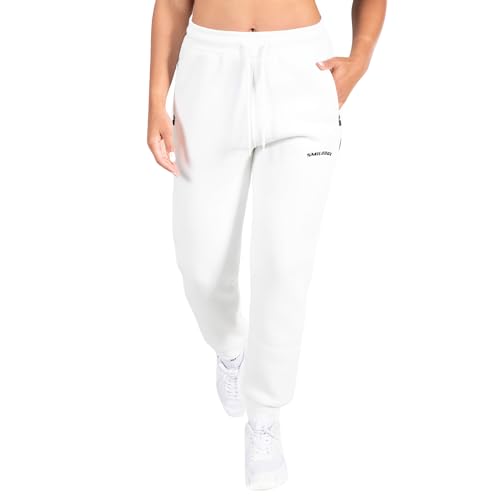 SMILODOX Damen Jogginghose Dana - Lange Hose im Slim fit mit hohem Bund und Tunnelzug, Größe:L, Color:Creme von SMILODOX