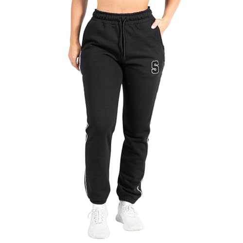 SMILODOX Damen Jogginghose Rylanda - Lange Hose im Regular Fit mit normalem Bund und Tunnelzug, Größe:S, Color:Schwarz von SMILODOX