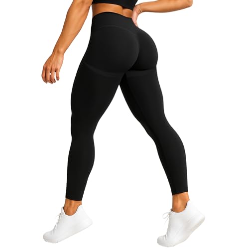 SMILODOX Leggings Damen Amaze Pro mit Scrunch, Butt Lift Sporthose High Waist V-Shape Trainingshose Seamless Blickdicht Yogahose Für Sport Fitness Alltag, Größe:S, Color:Schwarz von SMILODOX