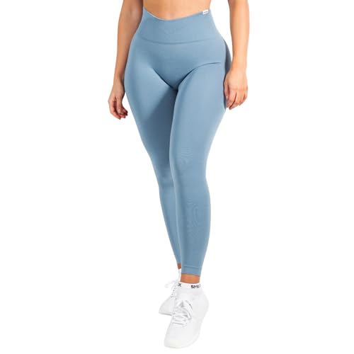 SMILODOX Leggings Damen Amaze Pro mit Scrunch, Butt Lift Sporthose High Waist V-Shape Trainingshose Seamless Blickdicht Yogahose Für Sport Fitness Alltag, Größe:S, Color:Graublau von SMILODOX