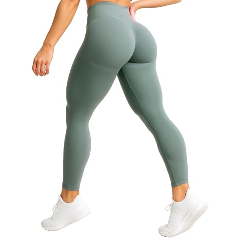 SMILODOX Leggings Damen Amaze Pro mit Scrunch, Butt Lift Sporthose High Waist V-Shape Trainingshose Seamless Blickdicht Yogahose Für Sport Fitness Alltag, Größe:XS, Color:Olive von SMILODOX