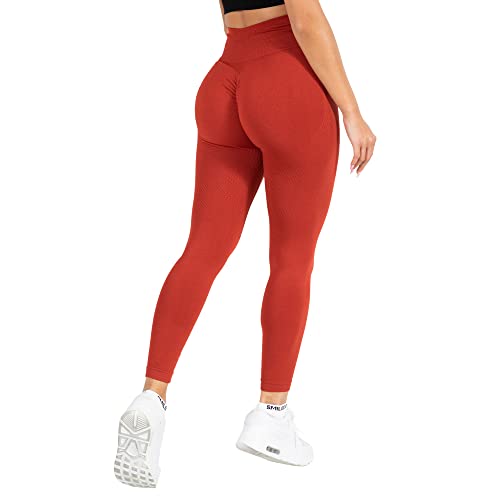 SMILODOX Leggings Damen Amaze Pro mit Scrunch, Butt Lift Sporthose High Waist V-Shape Trainingshose Seamless Blickdicht Yogahose Für Sport Fitness Alltag, Größe:XS, Color:Terakotta von SMILODOX