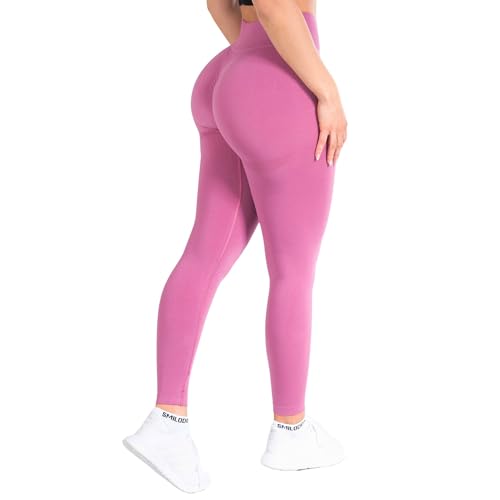 SMILODOX Damen Leggings Slayton Scrunch - Lange Hose im Shaped Fit mit hohem Bund, Größe:L, Color:Altrosa von SMILODOX