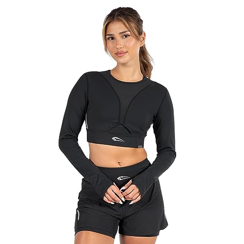 SMILODOX Damen Longsleeve Fastlane Für Training, Gym, Outdoor tätigkeiten, Größe:XS, Color:Schwarz von SMILODOX