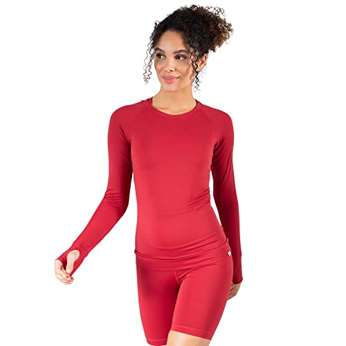 SMILODOX Damen Longsleeve Lorie - Shaped Fit Langarm Oberteil mit Rundhals, Größe:L, Color:Rot von SMILODOX