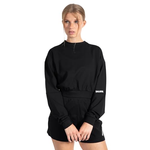 SMILODOX Damen Oversize Fit Crop Sweatshirt Althea - Weiche und komforttables Material, Größe:M, Color:Schwarz von SMILODOX
