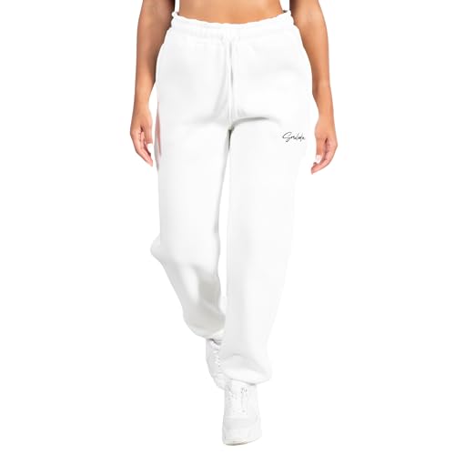 SMILODOX Damen Oversize Fit Jogginghose Eleen - Tiefe Eingrifftaschen mit Reißverschluss, weiches Material für Freizeit aktivitäten, Größe:M, Color:Creme von SMILODOX