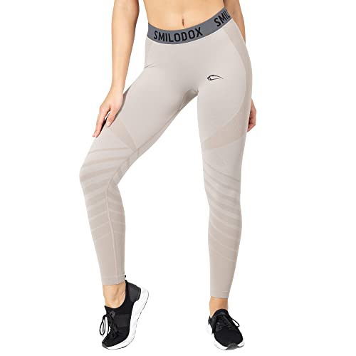 SMILODOX Damen Seamless Leggings Vira - Lange Hose im Stretch fit mit mid Waist Bund, Größe:XS, Color:Hellbraun von SMILODOX