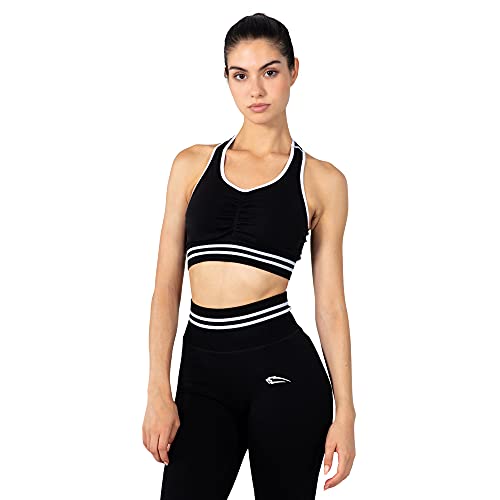 SMILODOX Damen Seamless Sport BH Jullian - Stretch fit ärmelloses Oberteil mit Rundhals, Größe:XS, Color:Schwarz von SMILODOX