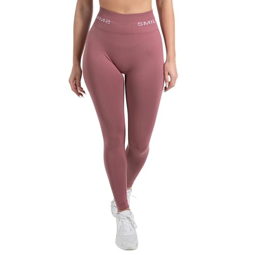 SMILODOX Scrunch Butt Leggings Damen Azura - High Waist Seamless Sporthose - Blickdichte Push-Up Booty Leggins Hose - Squat-Sicher für Sport Yoga Fitness Gym Workout, Größe:M, Color:Altrosa von SMILODOX