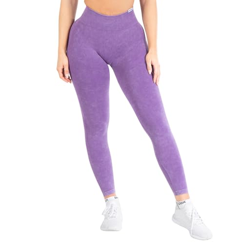 SMILODOX Damen Shapet Fit Leggings Batik Scrunch - Sanduhr Silhouette mit Scrunch Push Effekt, Größe:M, Color:Lila von SMILODOX