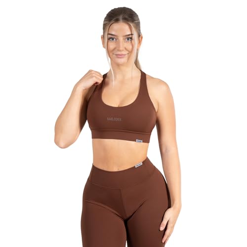 SMILODOX Damen Sport BH Advance Pro - Shaped Fit ärmelloses Oberteil mit Rundhals, Größe:L, Color:Braun von SMILODOX