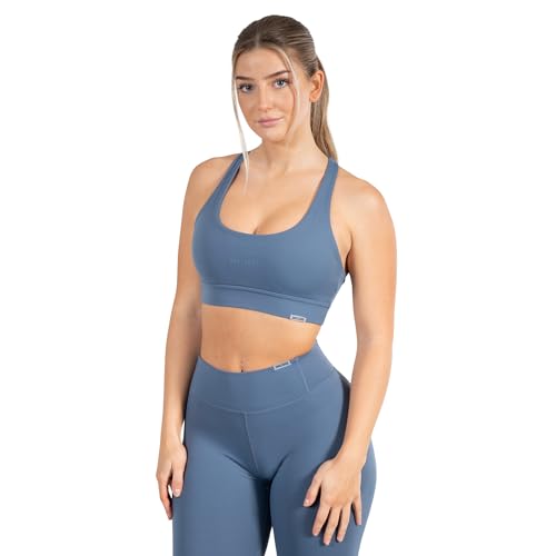 SMILODOX Damen Sport BH Advance Pro - Shaped Fit ärmelloses Oberteil mit Rundhals, Größe:S, Color:Blau von SMILODOX