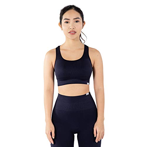 SMILODOX Damen Sport BH Aware - Nachhaltiges Stretch fit ärmelloses Oberteil mit Rundhals, Größe:XS, Color:Blau von SMILODOX