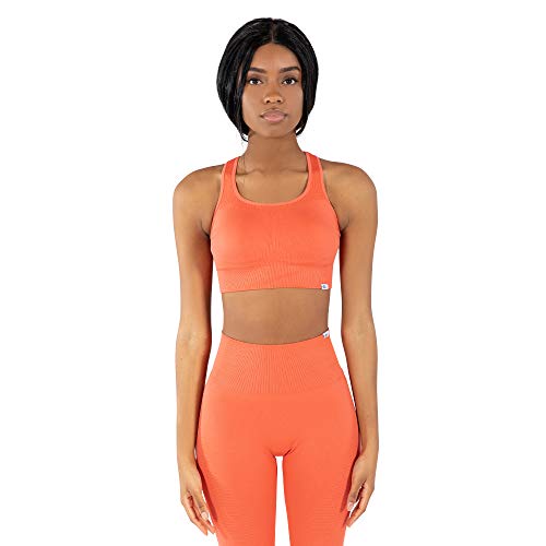 SMILODOX Damen Sport BH Aware - Nachhaltiges Stretch fit ärmelloses Oberteil mit Rundhals, Größe:XS, Color:Orange von SMILODOX