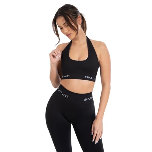 SMILODOX Damen Sport BH Azura - Shaped Fit ärmelloses Oberteil, Größe:S, Color:Schwarz von SMILODOX