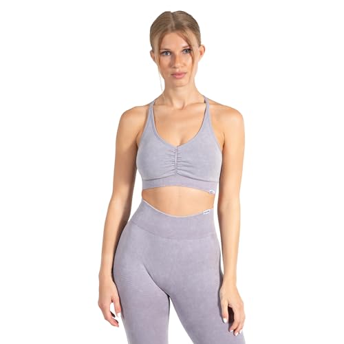 SMILODOX Damen Sport BH Batik Scrunch geeignet für Gym, Fittness, Laufen, Größe:M, Color:Grau von SMILODOX