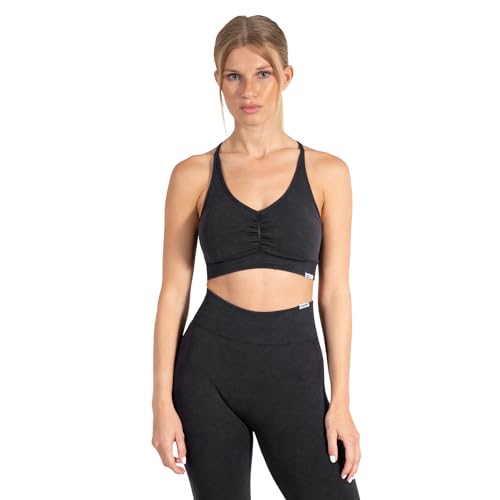 SMILODOX Damen Sport BH Batik Scrunch geeignet für Gym, Fittness, Laufen, Größe:XS, Color:Schwarz von SMILODOX