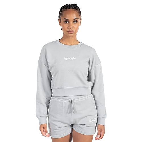 SMILODOX Damen Sweatshirt Elyssa - Oversize Fit Langarm mit 3D Rubber Print, Größe:M, Color:Grau von SMILODOX