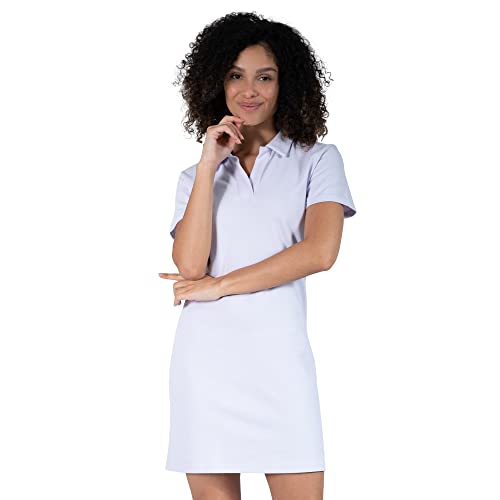 SMILODOX Damen T-Shirt Kelcey - Loose fit Pikee Kleid mit Polokragen | Kurzarm Polokleid aus 100% Baumwolle von SMILODOX
