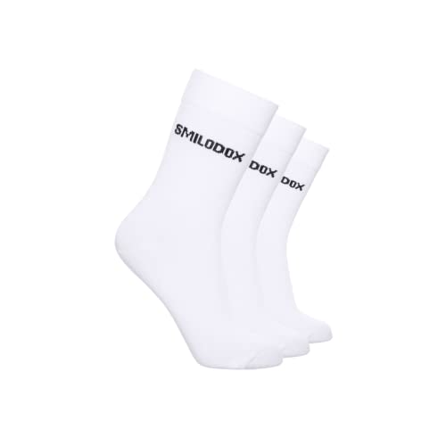 SMILODOX Herren Classic Socken 3er Pack - Sportsocken Print, Größe:43-46, Color:Weiß von SMILODOX