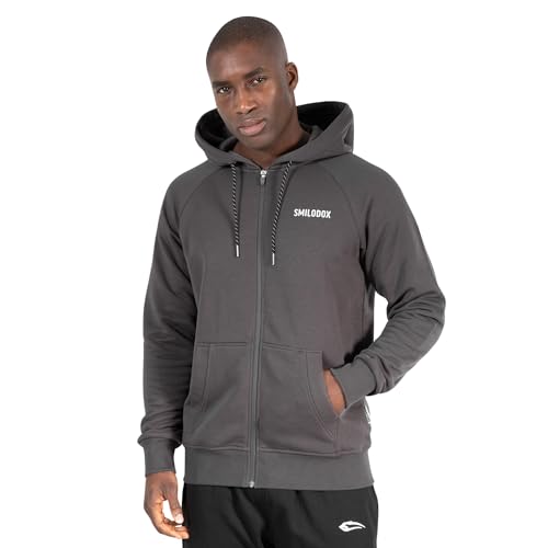 SMILODOX Herren Full Zip Hoodie Trevorson - Oversize fit Langarm Oberteil, Größe:S, Color:Anthrazit von SMILODOX