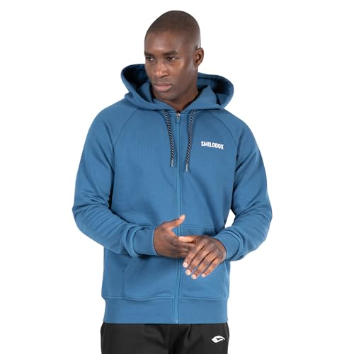 SMILODOX Herren Full Zip Hoodie Trevorson - Oversize fit Langarm Oberteil, Größe:S, Color:Blau von SMILODOX