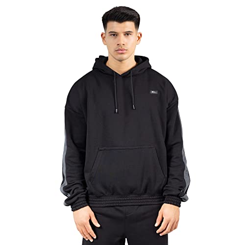 SMILODOX Herren Hoodie Highway - Oversize Fit Langarm Oberteil mit Kapuze und Tunnelzug, Größe:XS, Color:Schwarz von SMILODOX