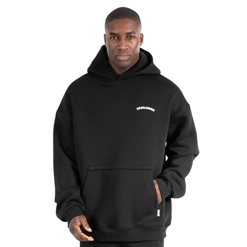 SMILODOX Herren Hoodie Jerrick - Oversize fit Langarm Oberteil mit Kapuze, Größe:L, Color:Black von SMILODOX