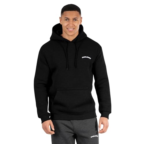 SMILODOX Hoodie Rylee - Stilvoller Herren Hoodie in Regular Fit | Weich & Komfortabel mit Edlem Stick-Logo | Ideal für Sport & Freizeit, Größe:L, Color:Schwarz von SMILODOX