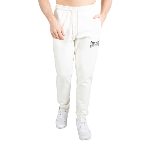 SMILODOX Herren Jogginghose Classic Pro - Slim Fit Lange Hose mit normalem Bund und Tunnelzug, Größe:L, Color:Creme von SMILODOX