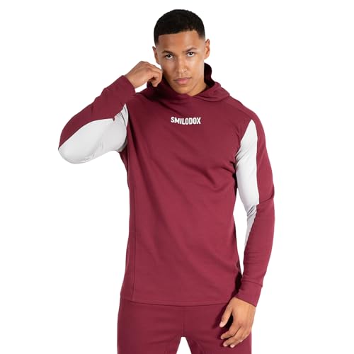 SMILODOX Herren Slim Fit Hoodie Maison - Slim Fit Langarm mit Kapuze, Größe:M, Color:Bordeaux von SMILODOX