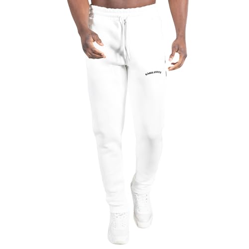 SMILODOX Herren Slim Fit Jogginghose Merrick - Moderne Sweatpants mit Logo - Komfortable Seitentaschen & Einstellbarem Zugband - Ideal Training & Alltag, Größe:3XL, Color:Creme von SMILODOX