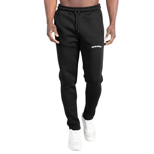 SMILODOX Herren Slim Fit Jogginghose Merrick - Moderne Sweatpants mit Logo - Komfortable Seitentaschen & Einstellbarem Zugband - Ideal Training & Alltag, Größe:S, Color:Schwarz von SMILODOX