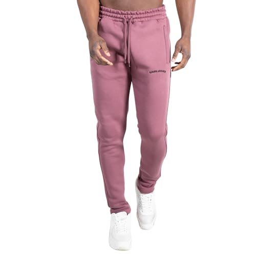 SMILODOX Herren Slim Fit Jogginghose Merrick - Moderne Sweatpants mit Logo - Komfortable Seitentaschen & Einstellbarem Zugband - Ideal Training & Alltag, Größe:S, Color:Violett von SMILODOX