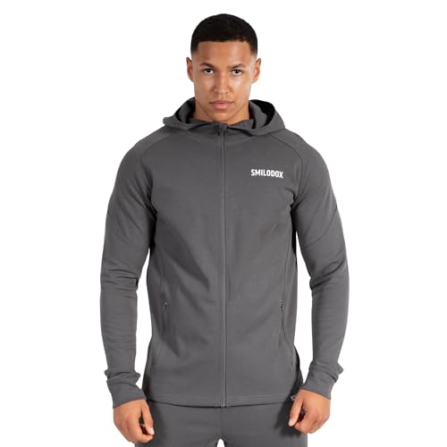 SMILODOX Herren Slim Fit Zip Hoodie Maison - Slim Fit Langarm mit Kapuze, Größe:3XL, Color:Dunkelgrau von SMILODOX