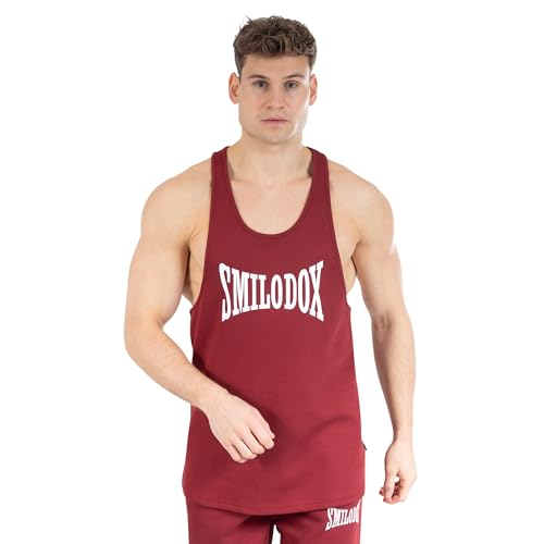 SMILODOX Herren Stringer Classic Pro - Regular Fit ärmelloses Oberteil mit Rundhals, Größe:L, Color:Bordeaux von SMILODOX