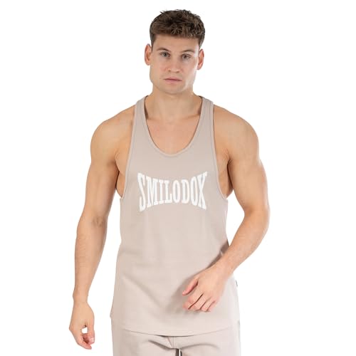 SMILODOX Herren Stringer Classic Pro - Regular Fit ärmelloses Oberteil mit Rundhals, Größe:L, Color:Hellbraun von SMILODOX