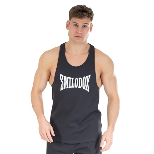 SMILODOX Tank Top Stringer Classic Pro für Herren, Regular Fit, ärmelloses Workout-Shirt für Gym, Fitness & Bodybuilding, Größe:XXL, Color:Anthrazit von SMILODOX