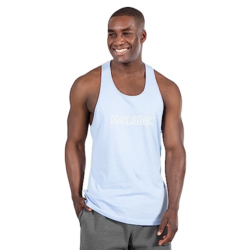 SMILODOX Herren Stringer Kelvin - Regular fit ärmelloses Oberteil mit Rundhals Baumwolle Marken Tank Top Oberteil, Größe:3XL, Color:Hellblau von SMILODOX