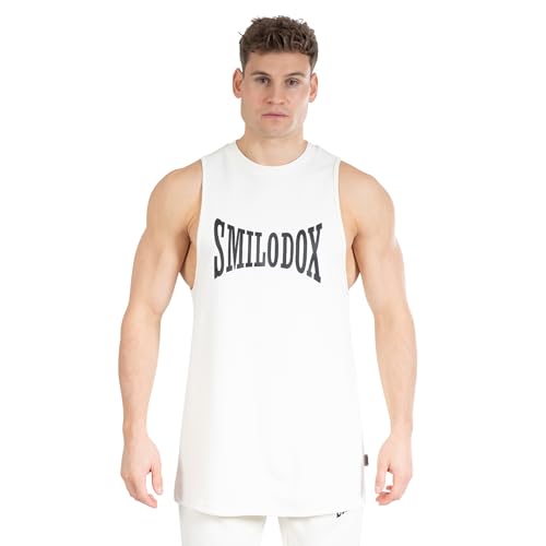 SMILODOX Herren Tank Top Classic Pro - Oversize Fit ärmelloses Oberteil mit Rundhals, Größe:XXL, Color:Creme von SMILODOX