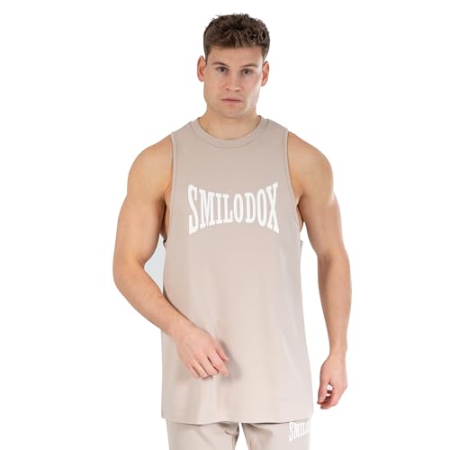 SMILODOX Herren Tank Top Classic Pro - Oversize Fit ärmelloses Oberteil mit Rundhals, Größe:XXL, Color:Hellbraun von SMILODOX