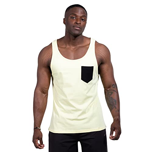 SMILODOX Herren Tanktop Marcelo - Ärmelloses Sport Tank Top - Muskelshirt mit schmalen Trägern, hochwertigem Leder Patch, farblich abgesetzte Brusttasche, 100% Baumwolle, perfekte Passform von SMILODOX