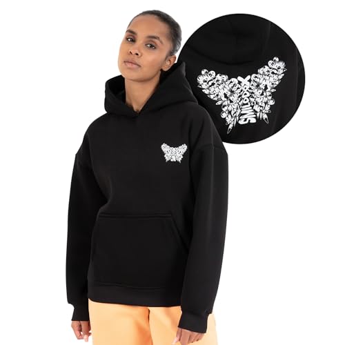 SMILODOX Hoodie Damen Nala, Oversize Fit Pullover mit großer Kapuze und Butterfly Print, bequemes Sweatshirt, weicher Flauschiger Stoff Kapuzenpullover, Idealer Sweater für Freizeit und Sport von SMILODOX