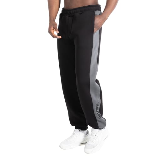 SMILODOX Jogginghose Jayden für Herren - Bequeme Jogginghose mit Seitentaschen und Tunnelzug, Oversize Fit, Ideal für Sport und Freizeit, Größe:S, Color:Schwarz von SMILODOX