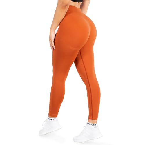 SMILODOX Leggings Damen Amaze Pro mit Scrunch, Butt Lift Sporthose High Waist V-Shape Trainingshose Seamless Blickdicht Yogahose Für Sport Fitness Alltag, Größe:L, Color:Orange von SMILODOX
